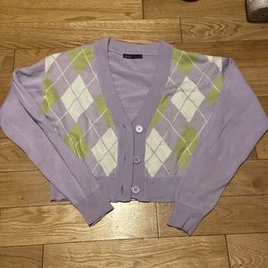 Purple Plaid Cardigan